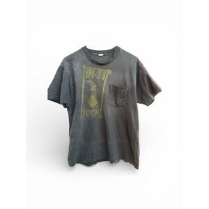 Vintage Graphic Pocket T Shirt Scott’s Graphic Tee Mens L Gray Distressed